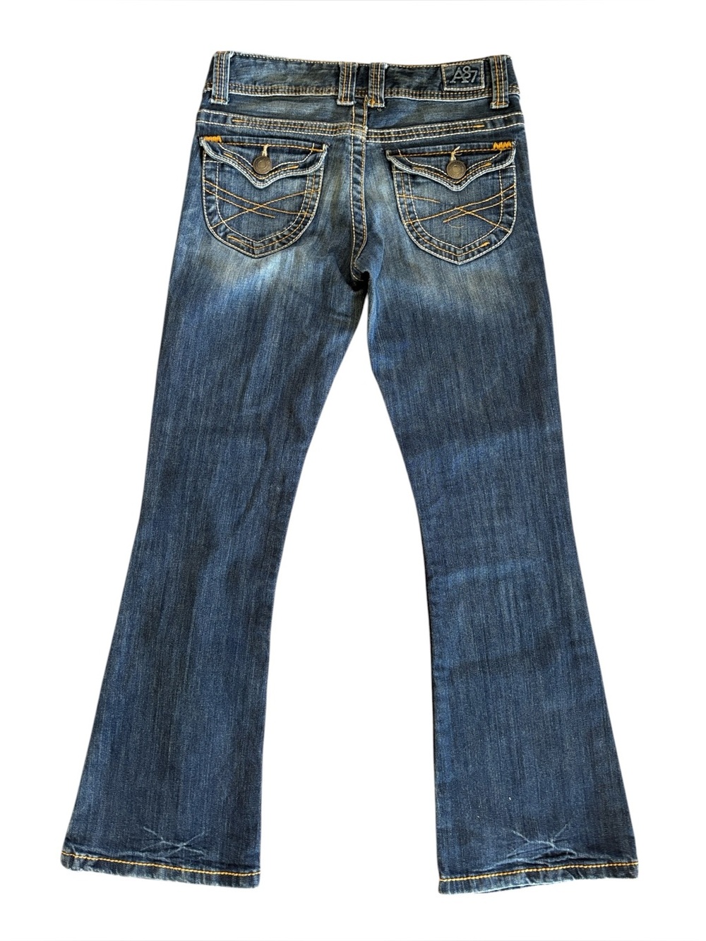 Aeropostale Hailey Skinny Flare Flap Pocket Blue Jeans Size 3 / 4 Short
